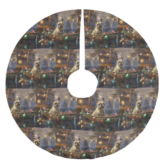 French Bulldog Christmas Festive Voyage  Brushed Polyester Tree Skirt (Front)