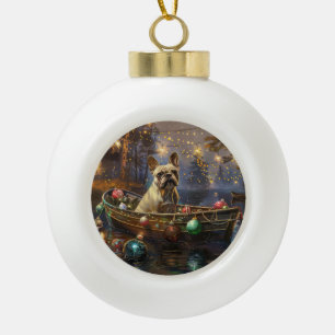 French Bulldog Christmas Festive Voyage  Ceramic Ball Christmas Ornament
