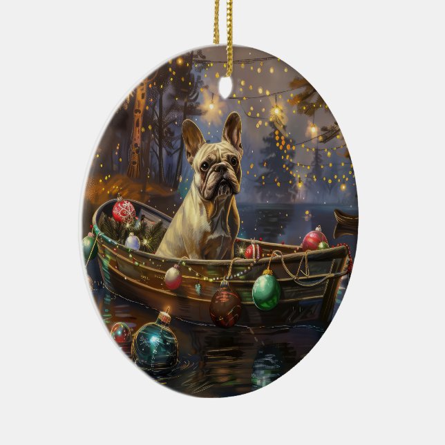 French Bulldog Christmas Festive Voyage  Ceramic Tree Decoration (Right)