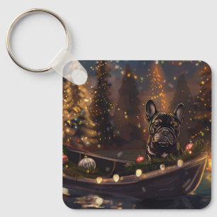 French Bulldog Christmas Festive Voyage Key Ring
