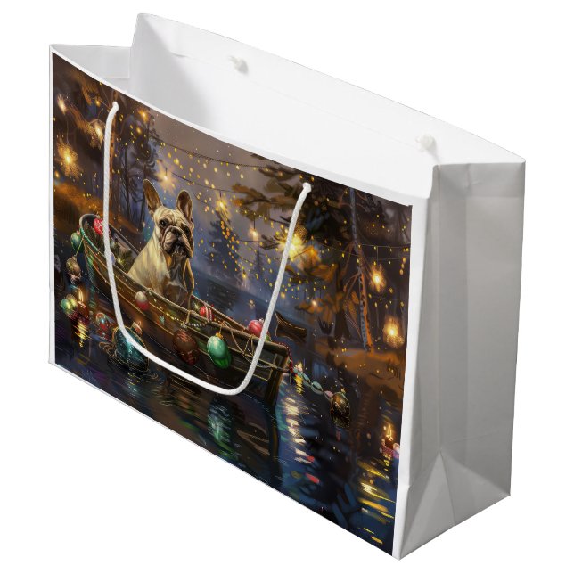French Bulldog Christmas Festive Voyage  Large Gift Bag (Front Angled)