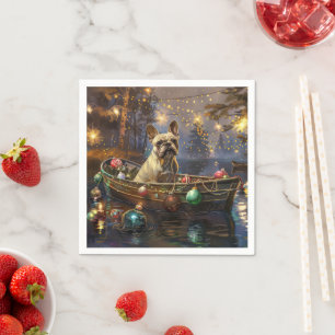 French Bulldog Christmas Festive Voyage  Napkin
