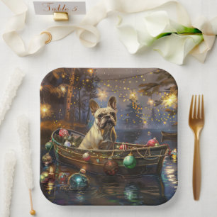 French Bulldog Christmas Festive Voyage  Paper Plate