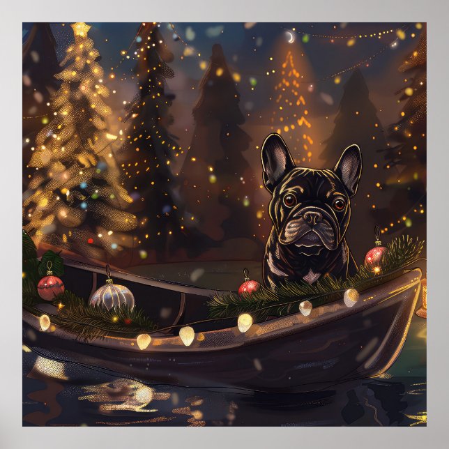 French Bulldog Christmas Festive Voyage Poster (Front)