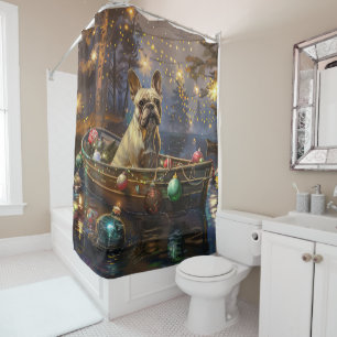 French Bulldog Christmas Festive Voyage  Shower Curtain
