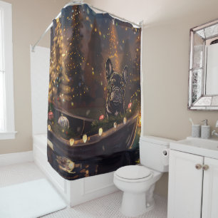 French Bulldog Christmas Festive Voyage Shower Curtain