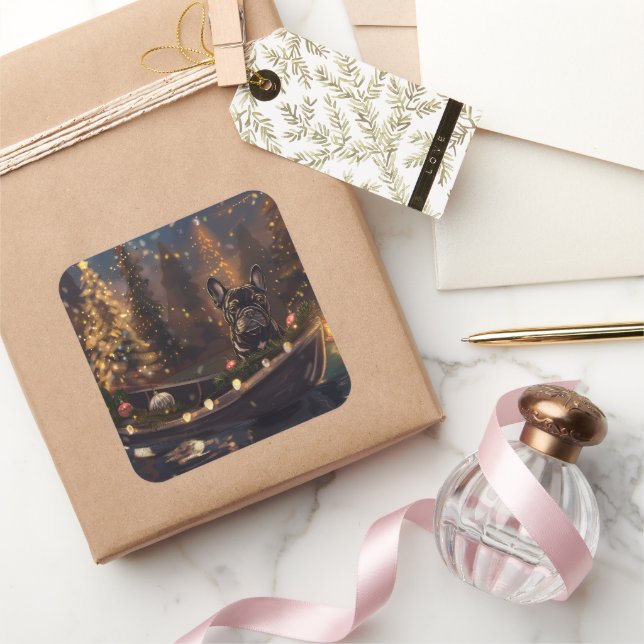 French Bulldog Christmas Festive Voyage Square Sticker (Gifting)