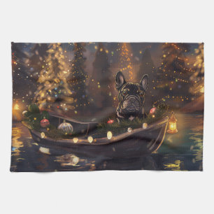 French Bulldog Christmas Festive Voyage Tea Towel