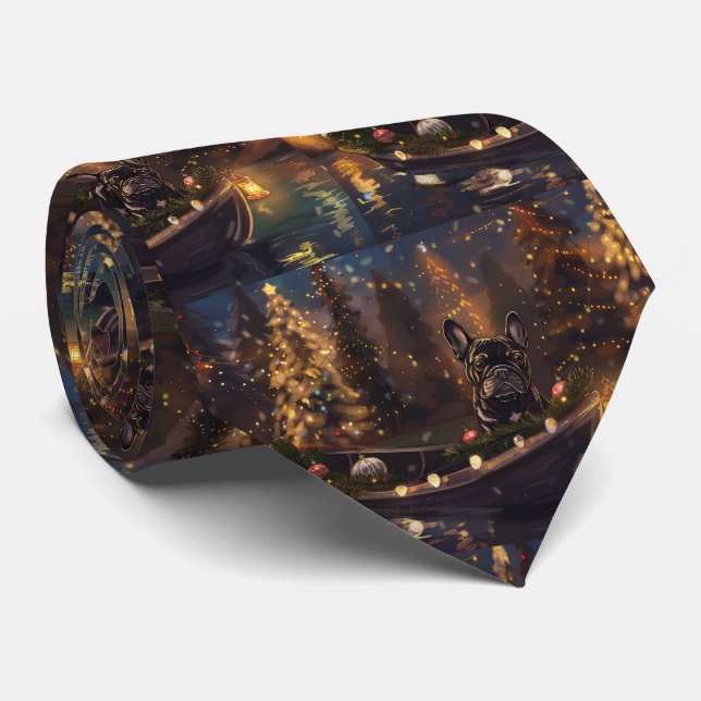 French Bulldog Christmas Festive Voyage Tie (Rolled)
