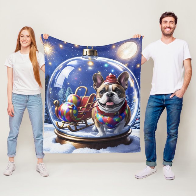 French Bulldog Christmas French Bulldog Fleece Blanket (In Situ)