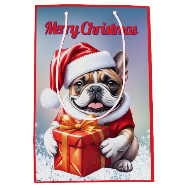 French Bulldog Christmas French Bulldog Medium Gift Bag (Front)