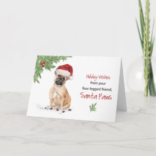 French Bulldog Christmas From Dog in Funny Santa Card