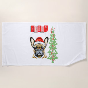 French Bulldog Christmas gift   Beach Towel