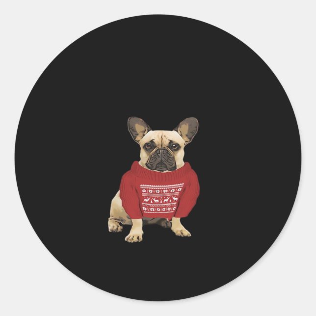 French Bulldog Christmas gifts and christmas sweat Classic Round Sticker (Front)