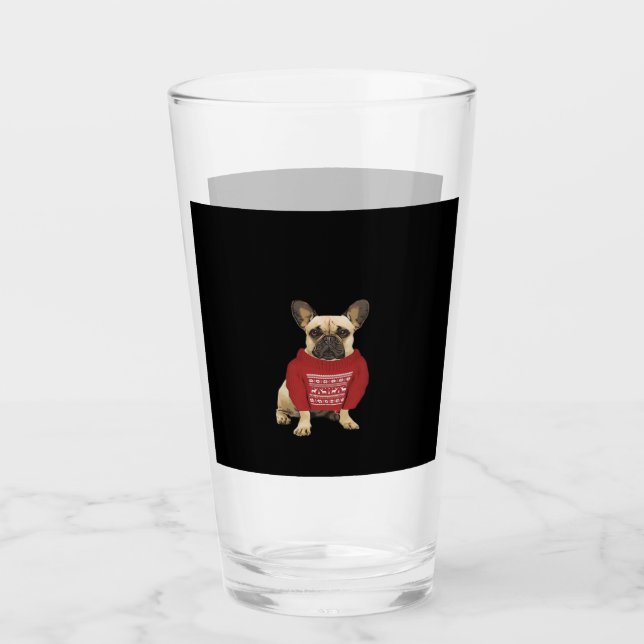 French Bulldog Christmas gifts and christmas sweat Glass (Front)