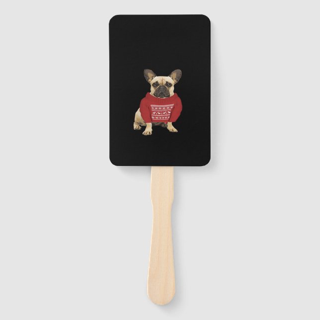 French Bulldog Christmas gifts and christmas sweat Hand Fan (Front)