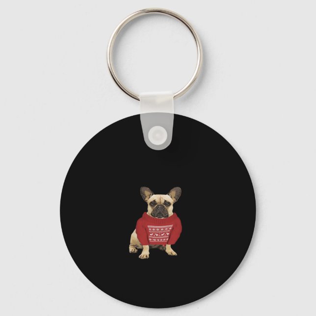 French Bulldog Christmas gifts and christmas sweat Key Ring (Front)