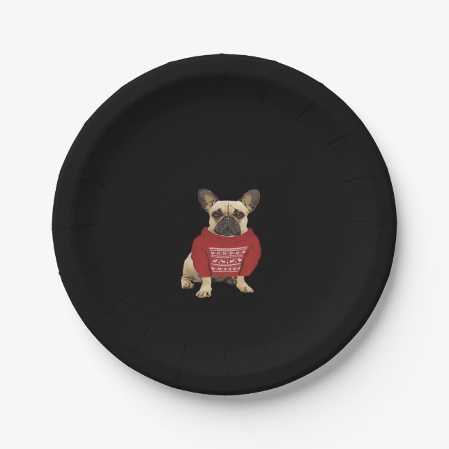 French Bulldog Christmas gifts and christmas sweat Paper Plate (Front)