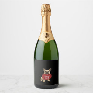 French Bulldog Christmas gifts and christmas sweat Sparkling Wine Label
