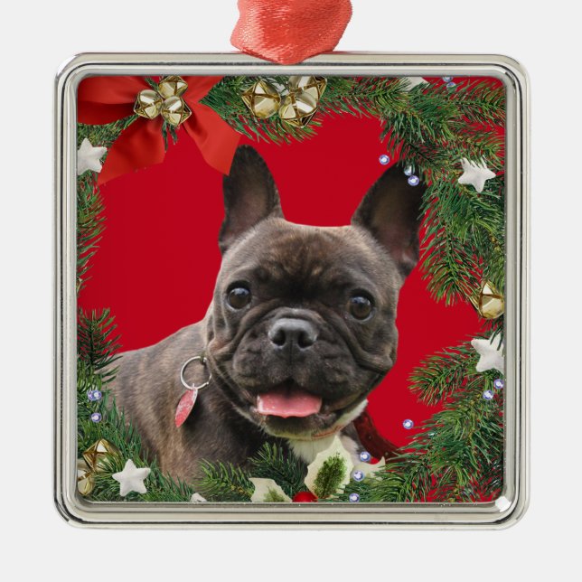French Bulldog Christmas Holiday Metal Tree Decoration (Front)