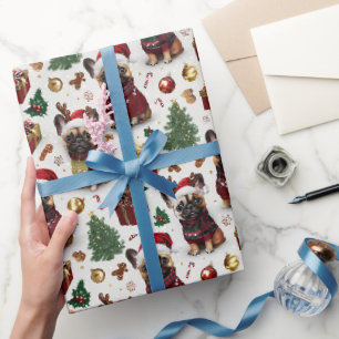 French Bulldog Christmas Holiday Pattern Wrapping Paper