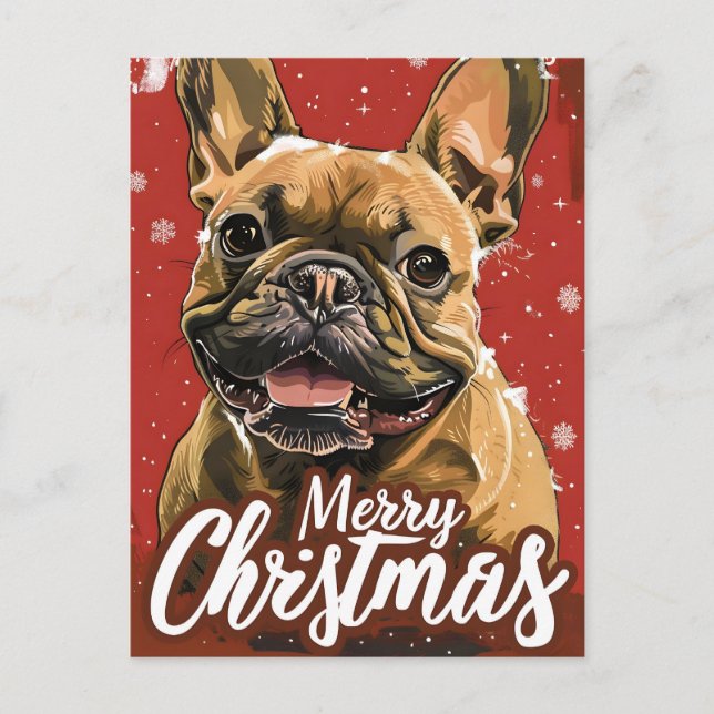 French Bulldog Christmas  Holiday Postcard (Front)