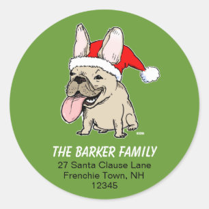 French Bulldog Christmas Holiday Return Address Classic Round Sticker