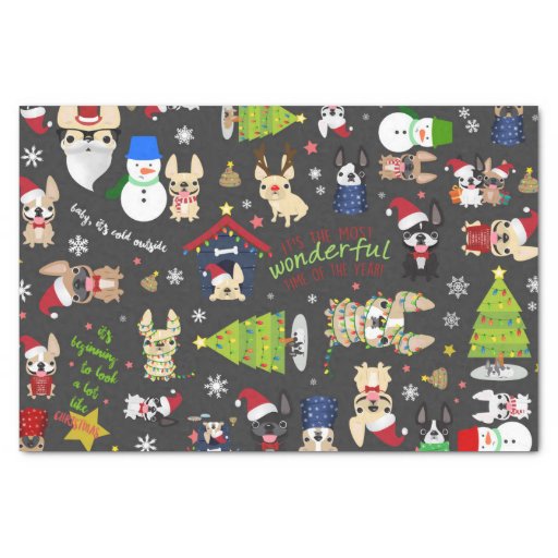 Image of French Bulldog Christmas Holiday Tissue Paper