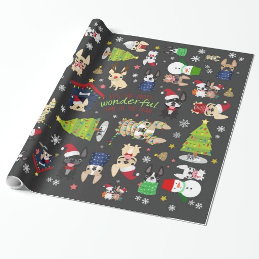 Image of French Bulldog Christmas Holiday Wrapping Paper