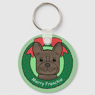 French Bulldog Christmas Key Ring