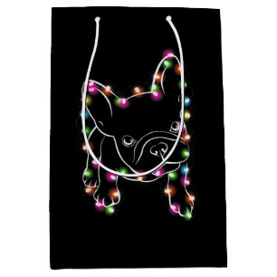 French Bulldog Christmas Light Medium Gift Bag