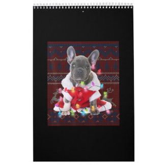 French Bulldog Christmas Lights Ugly Sweater Dog Calendar