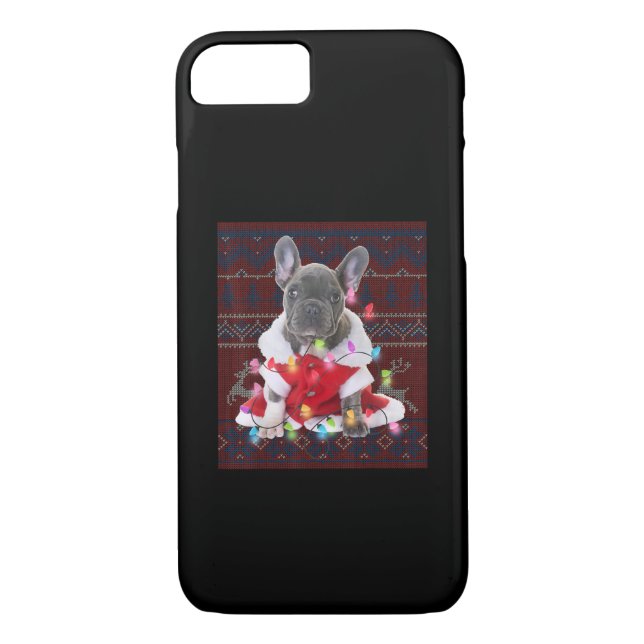 French Bulldog Christmas Lights Ugly Sweater Dog Case-Mate iPhone Case (Back)