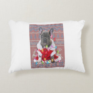 French Bulldog Christmas Lights Ugly Sweater Dog Decorative Cushion