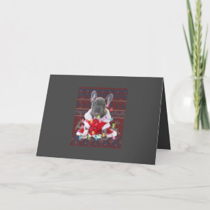French Bulldog Christmas Lights Ugly Sweater Dog Holiday Card