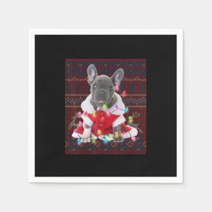 French Bulldog Christmas Lights Ugly Sweater Dog Napkin