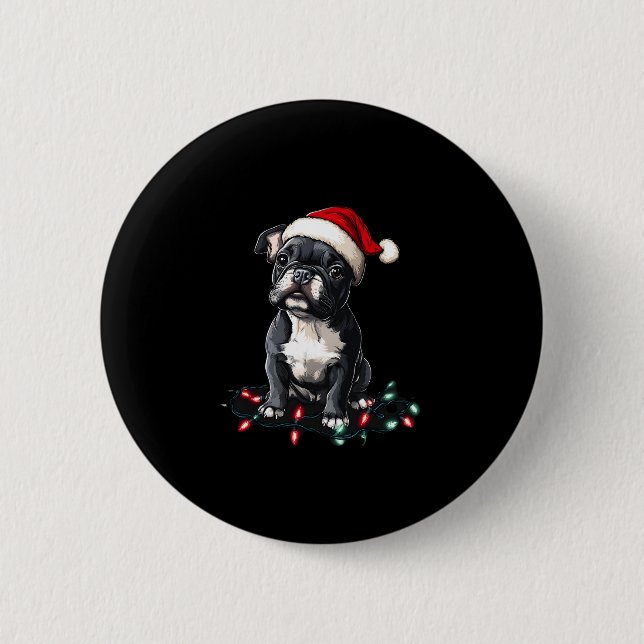 French Bulldog Christmas Lights Xmas Dogs Gifts Me 6 Cm Round Badge (Front)