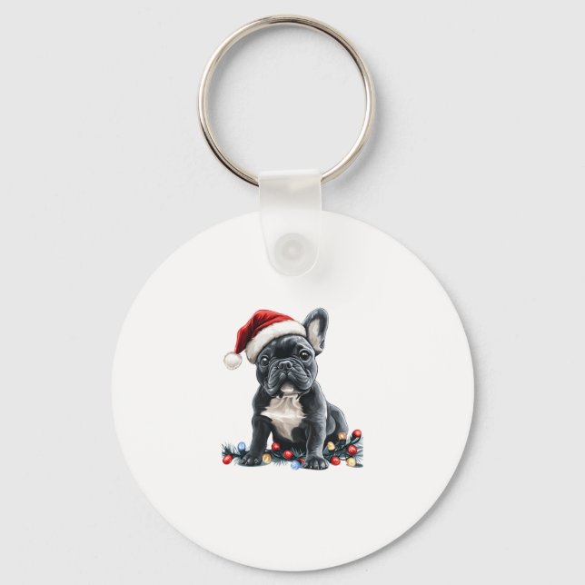 French Bulldog Christmas Lights Xmas Dogs Gifts Me Key Ring (Front)