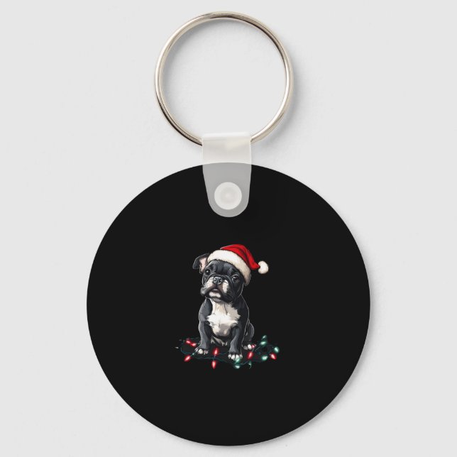 French Bulldog Christmas Lights Xmas Dogs Gifts Me Key Ring (Front)
