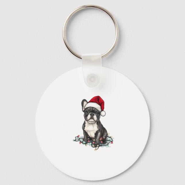 French Bulldog Christmas Lights Xmas Dogs Gifts Me Key Ring (Front)