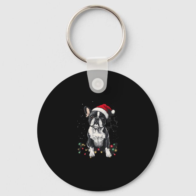 French Bulldog Christmas Lights Xmas Dogs Gifts Me Key Ring (Front)