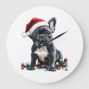 French Bulldog Christmas Lights Xmas Dogs Gifts Me Large Clock