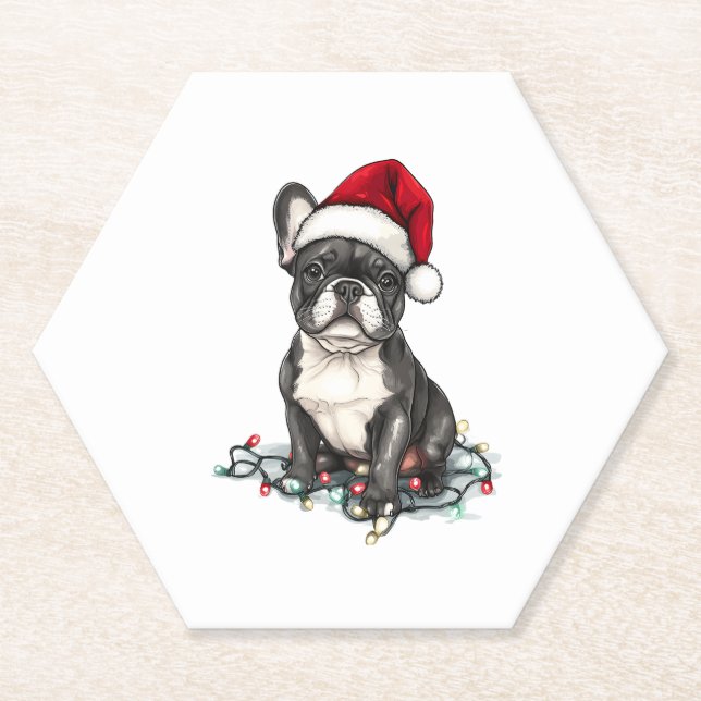 French Bulldog Christmas Lights Xmas Dogs Gifts Me Paper Coaster (Front)