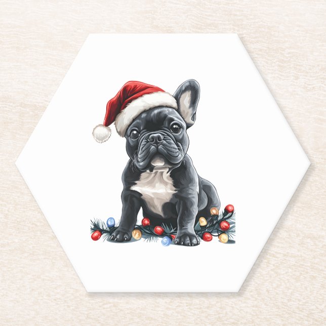 French Bulldog Christmas Lights Xmas Dogs Gifts Me Paper Coaster (Front)