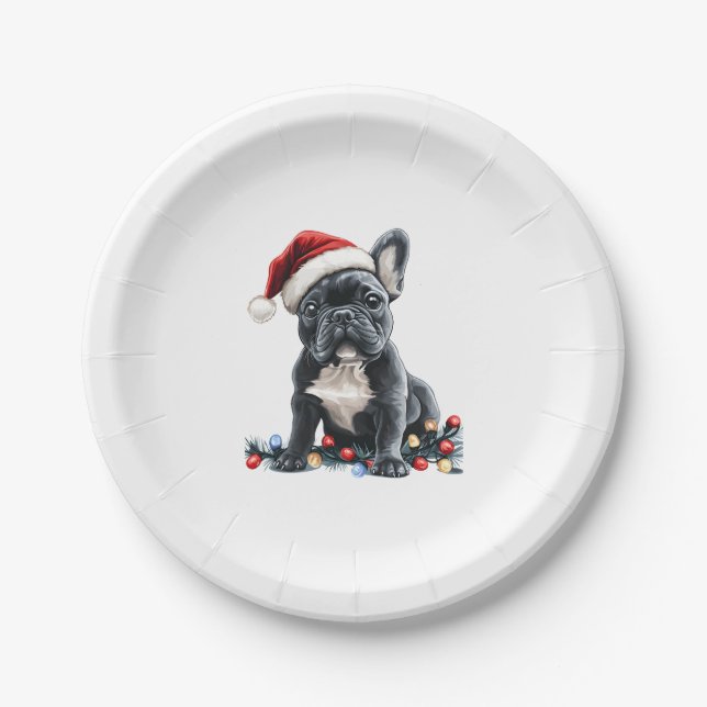 French Bulldog Christmas Lights Xmas Dogs Gifts Me Paper Plate (Front)