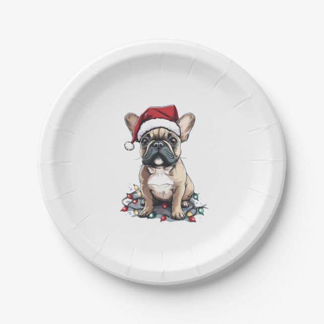 French Bulldog Christmas Lights Xmas Dogs Gifts Me Paper Plate (Front)