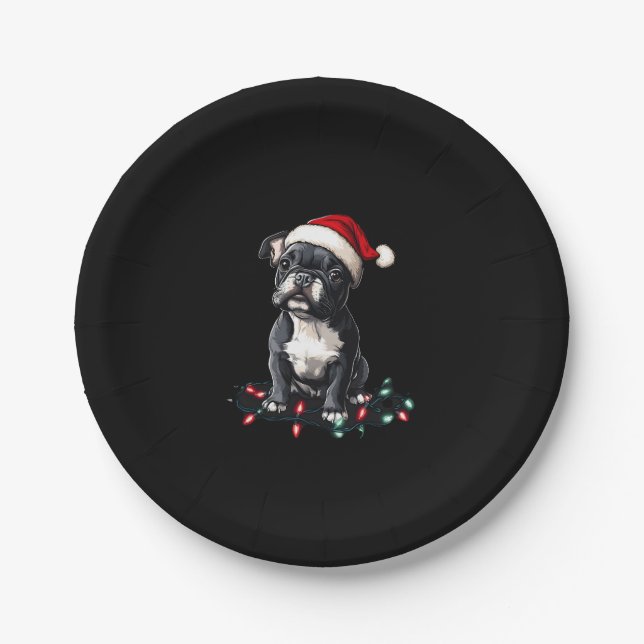 French Bulldog Christmas Lights Xmas Dogs Gifts Me Paper Plate (Front)