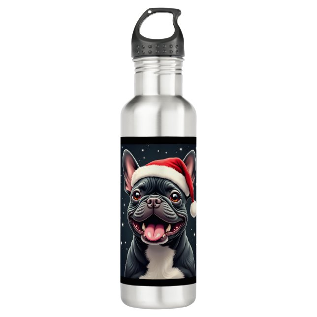 French Bulldog Christmas Long Sleeve T-Shirt 710 Ml Water Bottle (Front)