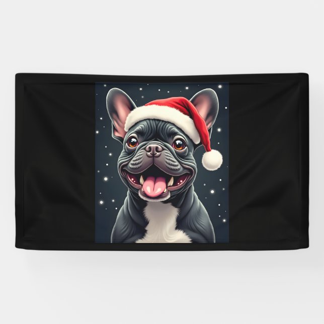 French Bulldog Christmas Long Sleeve T-Shirt Banner (Horizontal)