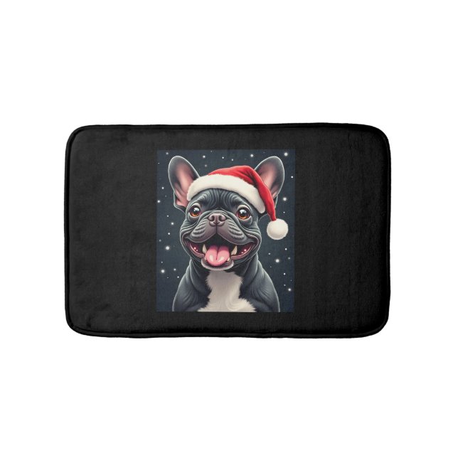 French Bulldog Christmas Long Sleeve T-Shirt Bath Mat (Front)